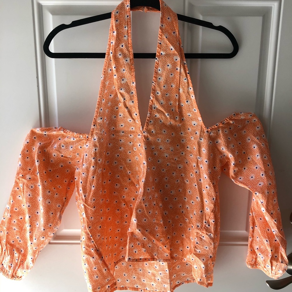 Orange halter/off the shoulder blouse